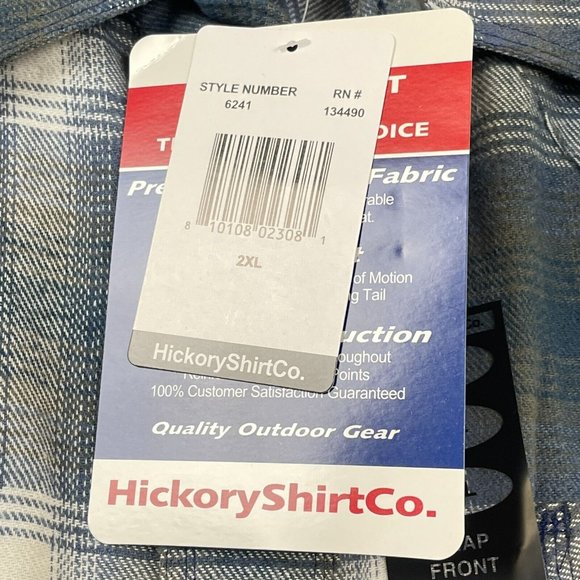 Hickory Shirt Co Men Extra Heavy Plaid Flannel Pearl Snap Blue Gray Wht 2XL NWT - Picture 4 of 8